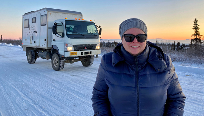 Overland vehicle in the cold.